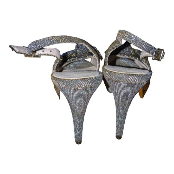 Sacha London| Beauty Metallic Sparkle Slingback Peep-Toe Platform Heels Pumps - Picture 10 of 13